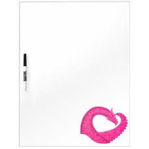 Hot pink heart dragon on white dry erase board