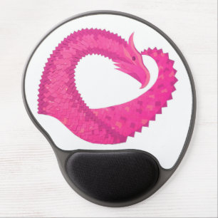 Hot pink heart dragon on white gel mouse pad