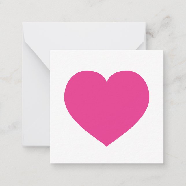 Hot Pink Heart Love Note Sweet Modern Card (Front)