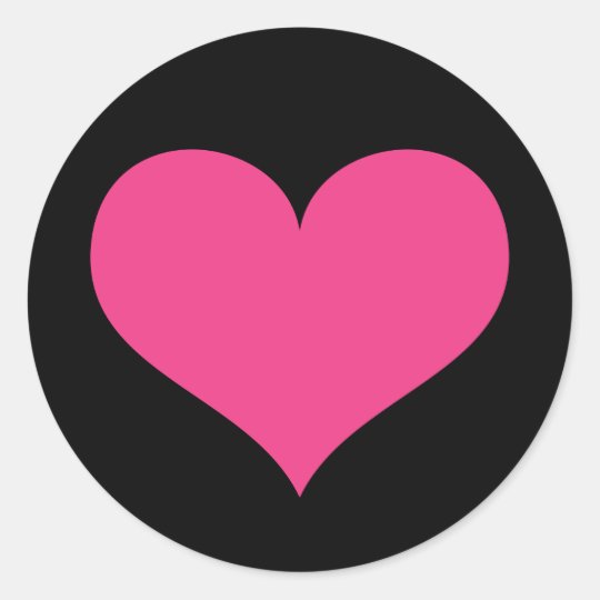 Hot Pink Heart On Black Love Or Valentines Day Clic Round Sticker Hot Pink Heart On Black Love Or Valentines Day Clic Round Sticker Zazzle