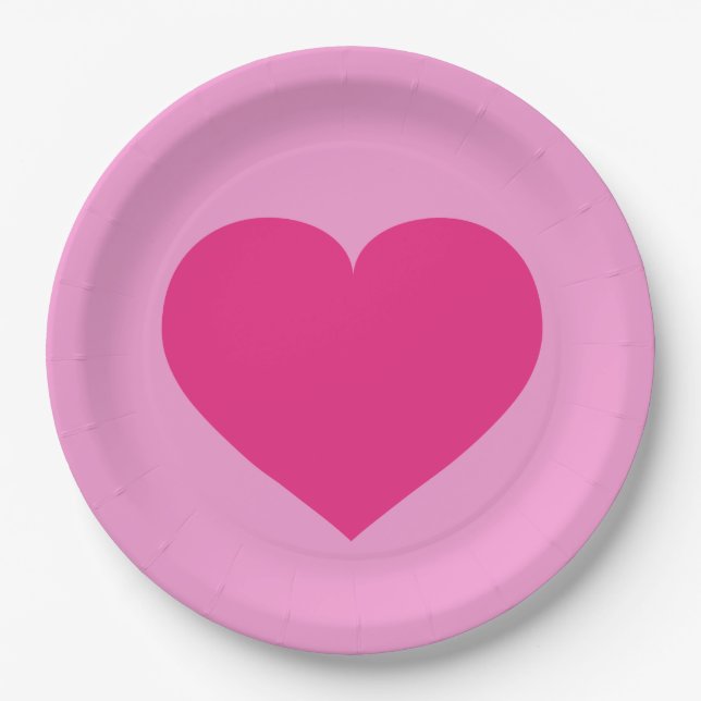 Hot pink heart paper plates (Front)