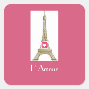Hot Pink Heart Paris Eiffel Tower Sticker