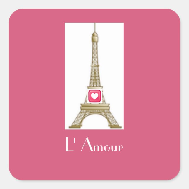 Hot Pink Heart Paris Eiffel Tower Sticker (Front)