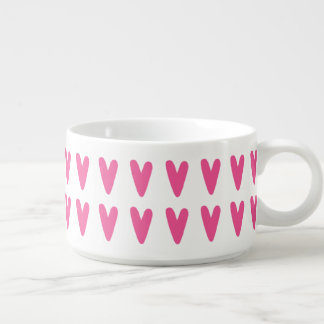 Hot Pink Heart Pattern Cute Girly Bowl