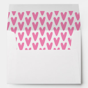 Hot Pink Heart Pattern Paper Envelope