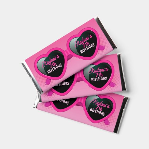 Hot Pink Heart Sunglasses Birthday Photo Hershey Bar Favors