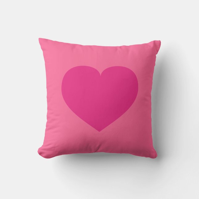 Hot Pink Heart Throw Pillow (Front)