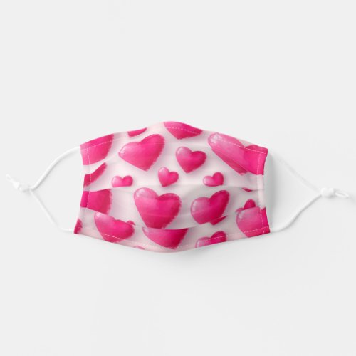 Hot Pink Hearts Adult Cloth Face Mask