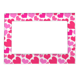 Hot Pink Hearts Bursting With Love Magnetic Photo Frame