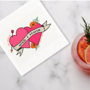 Hot pink Hearts colorful wedding Napkins