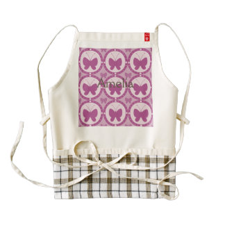 Hot pink, hearts,gingham,butterflies,cute,girly, zazzle HEART apron