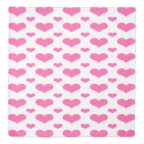 Hot Pink Hearts in Row Queen Size Duvet Cover