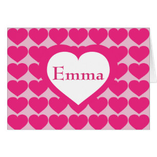 Hot Pink Hearts Pattern - Personalized Heart Cards