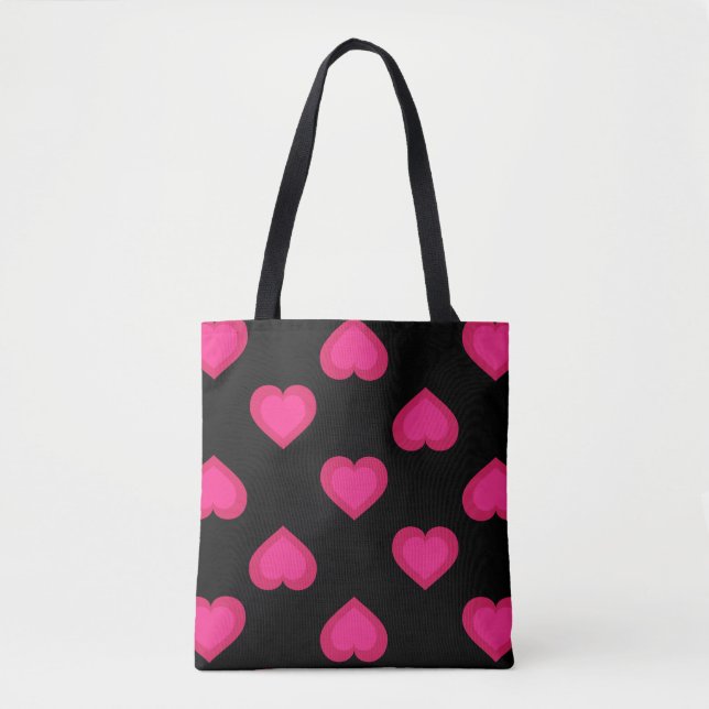 Hot Pink Hearts Pattern Tote Bag (Front)