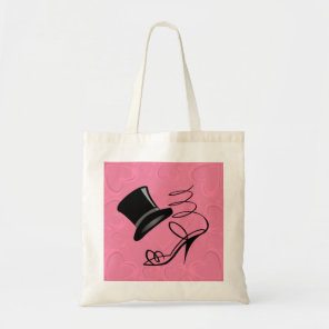 Hot Pink Hearts Top Hat and High Heels tote bag