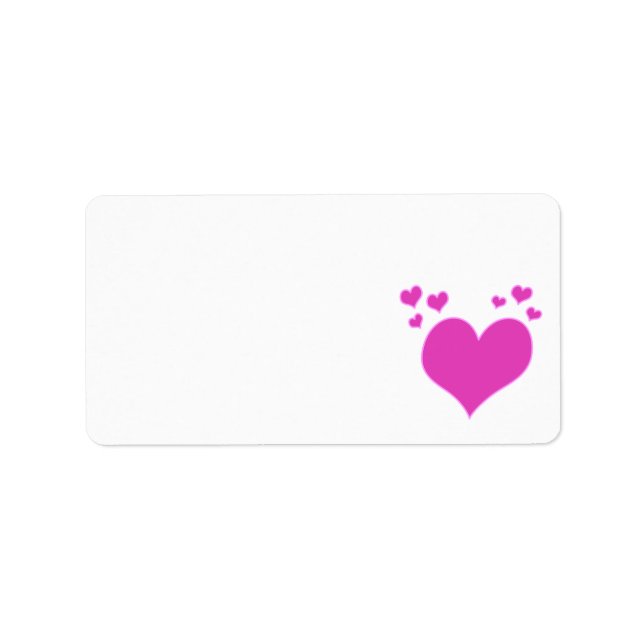 Hot Pink Hearts Valentine's Day Wedding etc Label (Front)