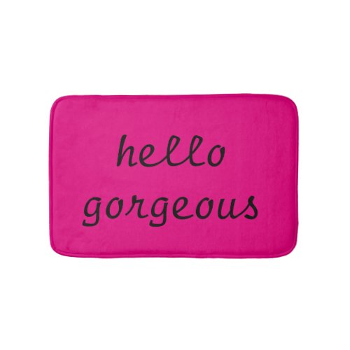 Hot Pink Hello Gorgeous Brush Letter Girl Themed Bathroom Mat