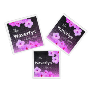 Hot Pink Hibiscus Family Name Keepsake Acrylic Tray