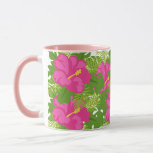 HOT PINK HIBISCUS FLOWER MUG