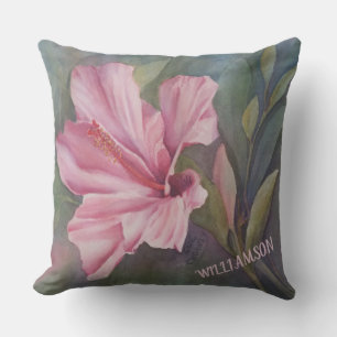 HOT PINK HIBISCUS OUTDOOR PILLOW