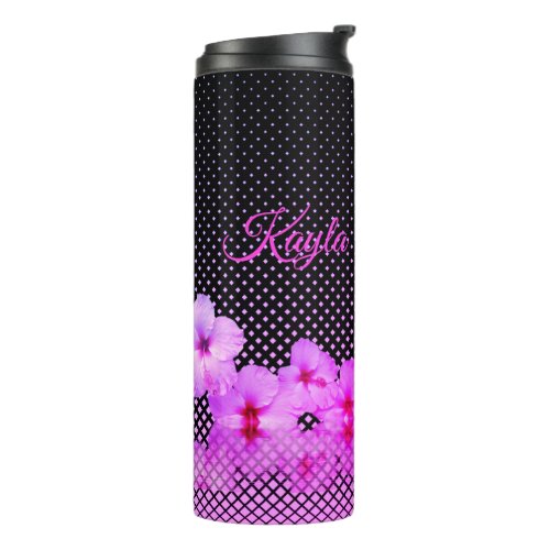 Hot Pink Hibiscus Personalized Thermal Tumbler