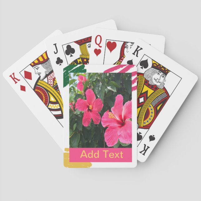 Hot Pink Hibiscus Poker Cards (Back)