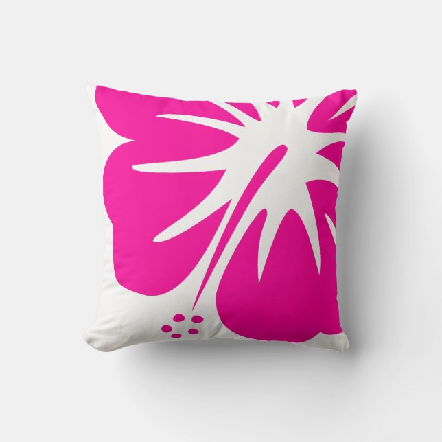 Hot Pink Hibiscus Throw Pillow (Front)