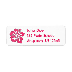 Hot Pink Hibiscus Tropical Island Flower Floral Label