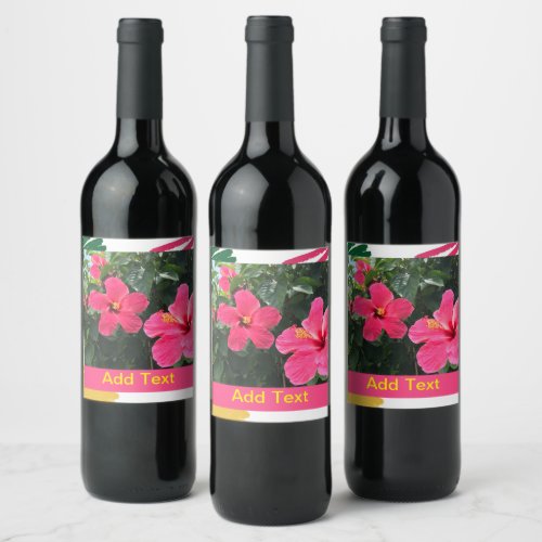 Hot Pink Hibiscus Wine Label