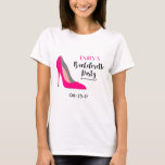 Hot Pink High Heel Shoe Bachelorette Typography T-Shirt