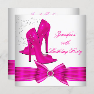Hot Pink High Heel Shoe Birthday Party Invitation