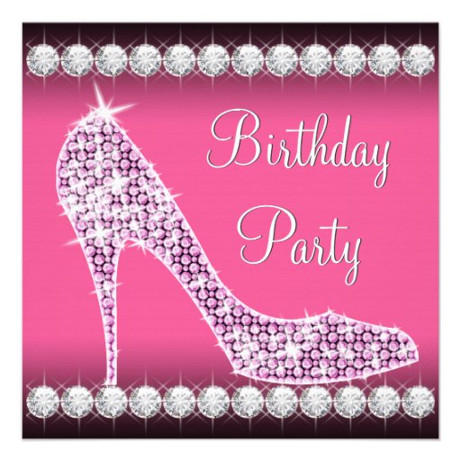 Hot Pink High Heel Shoe Birthday Party 5.25x5.25 Square Paper ...