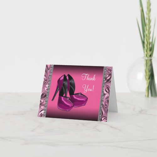 Hot Pink High Heel Shoe Thank You Card