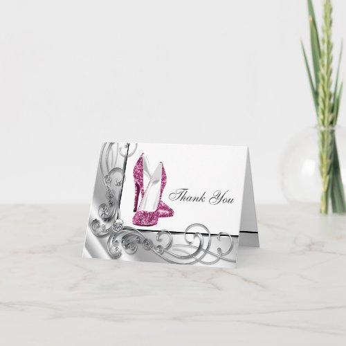 Hot Pink High Heel Shoe Thank You Cards