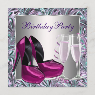 Hot Pink High Heel Shoes Womans Birthday Invitation