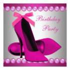 High Heels Womans Hot Pink Birthday Party Card | Zazzle.com