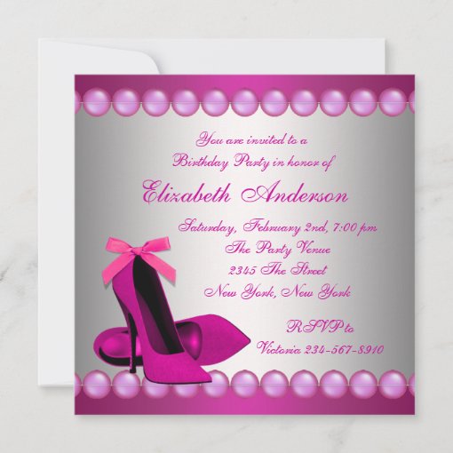 Hot Pink High Heels Shoes Birthday Party Invitation | Zazzle