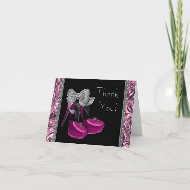 Hot Pink High Heels Thank You Card (Front)