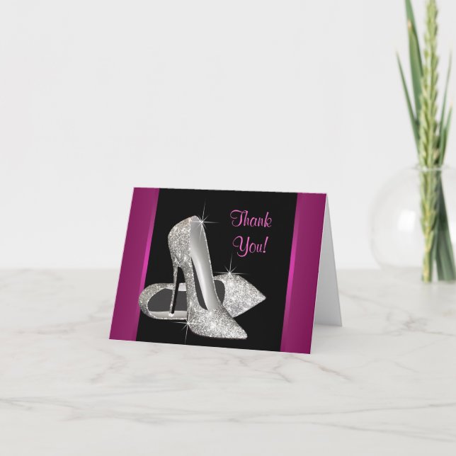 Hot Pink High Heels Thank You Card (Front)