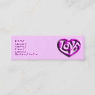 Hot Pink Hippie Love Heart Mini Business Card