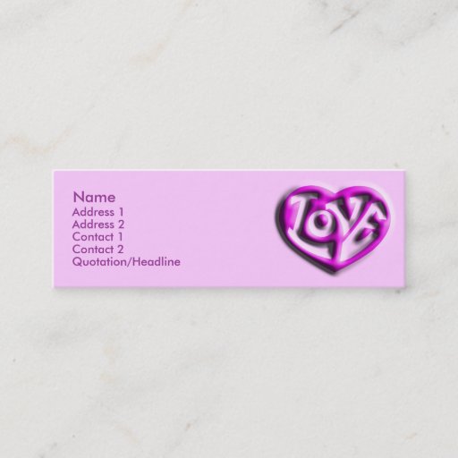 Customizable Hot Pink Hippie Love Heart Business Card