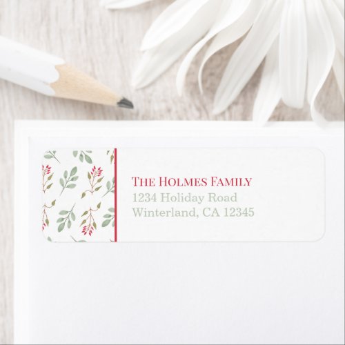 Hot Pink Holly Berry and Eucalyptus Return Address Label