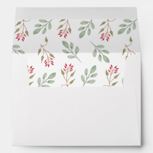Hot Pink Holly Berry Holiday  Envelope