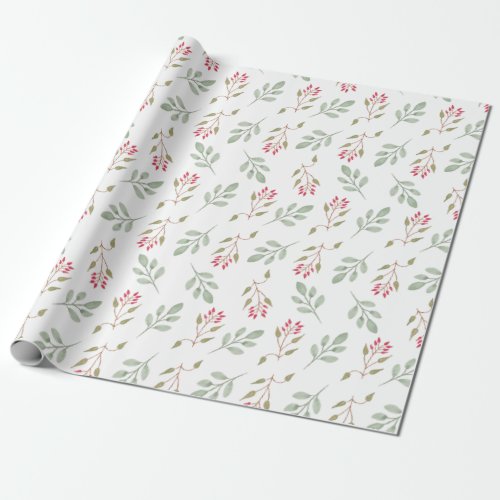 Hot Pink Holly Berry Holiday Wrapping Paper