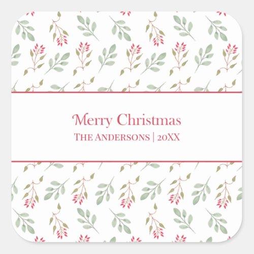 Hot Pink Holly Berry Merry Christmas Gift Stickers