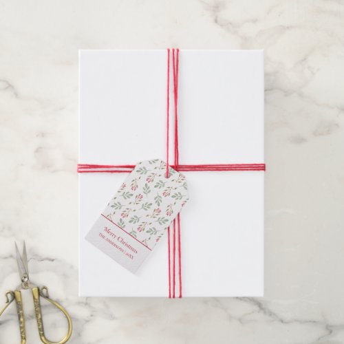 Hot Pink Holly Berry Merry Christmas Gift Tag