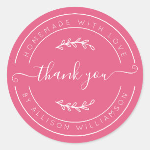 Hot Pink Homemade Thank You Label