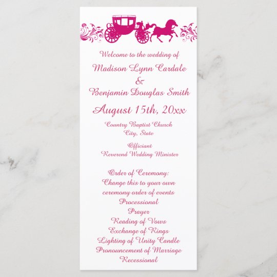 Hot Pink Horse And Carriage Wedding Programs Zazzle Com