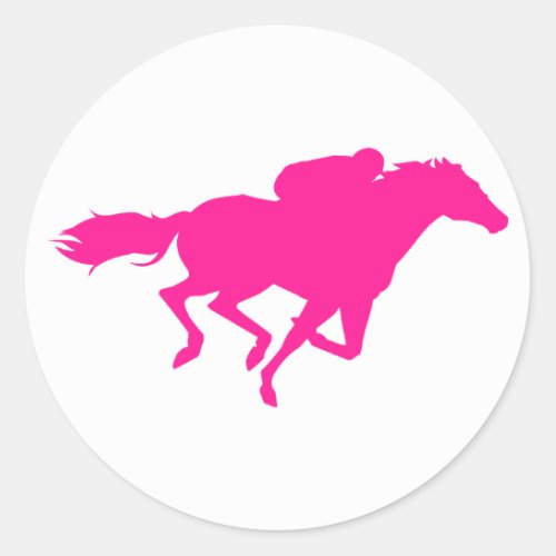 Hot Pink Horse Racing Race Horse Classic Round Sticker