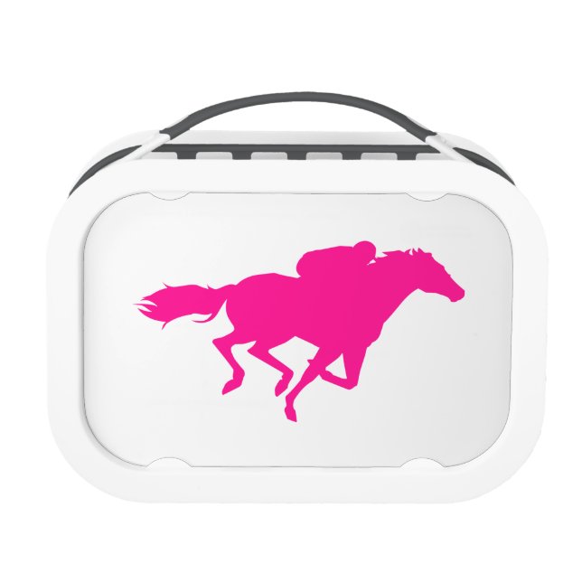 Hot Pink Horse Racing; Race Horse Lunch Box (Front)